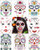 Day of the Dead Tattoo 8 PACK Halloween Makeup Tattoos Decor Stickers Sugar Skull Temporary Face Tattoo for Halloween Masquerade Party