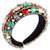 Padded Rhinestone Crystal Headband Bejewled Wide Velvet Hairband Statement Bridal Wedding Party Headwear Hair Hoop Hair Accessories -rainbow-