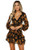 ROVLET Womens Sexy Floral Dress Long Sleeve V Neck Ruffle Boho A line Mini Dress Party Beach -X-Large  Yellow- ROVLET Womens Sexy Floral Dress Long Sleeve V Neck Ruffle Boho A line Mini Dress Party Beach -X-Large  Yellow-