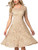 AONOUR AR8006 Womens Vintage Floral Lace Elegant Cocktail Formal Swing Dress with Short Sleeve Champagne XS