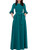 AOOKSMERY Women Elegance Audrey Hepburn Style Round Neck 3-4 Puff Sleeve Swing Maxi Dress Long Belt Dresses with Pockets -Dark Green  Small-