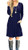 AUSELILY Womens Plus Size Long Sleeve Pleated Loose Swing Casual Dress with Pockets Knee Length -2XL  Navy Blue-