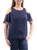 Bar Iii Flutter-Sleeve Cold-Shoulder Top  Navy  XS