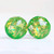 Green Gold Fire Opal Resin Stud Earrings - 10mm - Hypoallergenic Titanium Posts