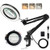 LANCOSC Magnifying Glass with Light and Stand  3 Color Modes Stepless Dimmable  5-Diopter Glass Lens  Adjustable Swivel Arm  LED Magnifier Desk Lamp f