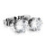 KARAY Stainless Steel Mens Womens Stud Earrings Clear Round Cubic Zirconia Inlaid  3mm-8mm Available-7MM-