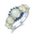 CiNily Sterling Silver Plated White Opal and Sapphire Women Jewelry Gemstone Ring Size 9