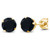 Gem Stone King 0-92 Ct Round 5mm Black Onyx 18K Yellow Gold Plated Silver Stud Earrings