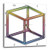 3dRose DPP-24270-1 Escher S Impossible Cube Rainbow on White Background-Wall Clock  10 by 10-Inch