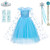 Princess Costumes Elsa Dress Birthday Party Dress Up for Little Girls with Wig Crown Mace Gloves Accessories 10-12Years-D56 150cm-