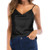 TOUTOUAI Womens Cowl Neck Camis Satin Tank Top Camisoles Blouses -Black  US 6-8-