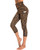 OUGES Womens High Waist Yoga Pants with Pockets Capri Workout Running Leggings-Brown Leopard L-
