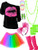 80s Costume Accessories Set T-Shirt Tutu Headband Earring Necklace Leg Warmers -XXXL  Rainbow-