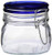 Bormioli Rocco Fido Square Jar with Blue Lid, 17-1/2-Ounce (Set of 4)