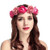 Campsis Bridal Flower Headband Wedding Floral Crown Headpiece Flower Garland Adjustable Hair Wreath for Women and Girls -Pink-