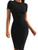 GOBLES Womens Short Sleeve Casual Bodycon Midi Elegant Cocktail Party Dress Black