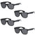 WHOLESALE UNISEX 80S RETRO STYLE TRENDY SUNGLASSES - 4 PACK -Gloss Black - Smoke Lenses  52-