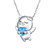 925 Sterling Silver Cute Animal Jewelry Blue Cubic Zirconia Love Heart Flying Pig Pendant Necklace for Women Birthday Gifts  18 -05-Blue Heart Flying