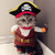 Idepet New Funny Pet Clothes Pirate Dog Cat Costume Suit Corsair Dressing up Party Apparel Clothing for Cat Dog Plus Hat -L-