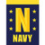 Large N Navy Stars Blue and Gold 13 x 18 Rectangular Small Garden Flag