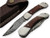 AishaTech Mini Barrett Pocket Knife Damascus Steel Blade Wood Handle