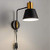 Modern Swing Arm Wall Sconce Plug in or Hardwired  Black Industrial Wall Lights with Cord for Bedroom  Living Room