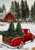 Texupday Welcome Christmas Red Truck Decoration Winter Snow Farmhouse House Flag Outdoor Yard Flag 28 x 40