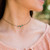 Turquoise beaded chain choker necklace in bronze - 12 chain with 2 adjustable extender - December birthstone