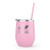 Pink Wine Drinker with Camping Problem Travel Tumbler Stemless Wine Glass w-Straw Funny Gift