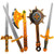 lausomile Foam Weapons Swords Toy for Boys 26 inch Foam Sword Golden Axe Hammer for Kids Pack of 5 Warrior Weapons Pretend Playset
