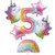 Unicorn Balloons 5th Birthday Decorations for Girls- Bouquet of Foil Balloon for Rainbow Party Decoations Unicorn Party Supplies Number 5