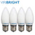 Viribright Lighting 74552-4 Candelabra, Viribright B10 (3.2W), 25 Watt Equivalent Light, Warm White (2700K), 270 Lumen, E26 led Bulb Base-Pack of 4, 4-Pack