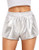 Womens Yoga Hot Shorts Shiny Metallic Pants -Silver  Small-