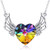 PLATO H Women Alloy Angel wing Heart Necklace Rainbow Crystal from Swarovski Mom Pendant Jewelry Large Heart Fashion