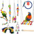AAWWMI 8 Pcs Bird Toys Parrot Swing Toys Wooden Beads Hanging Perches with Bells Pet Bird Cage Hammock Swing Climbing Ladders Chew Toys for Parrots  C