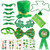 alesTOY St- Patricks Day Accessory Saint Patricks Party Favors with St- Patricks Shamrock Fedora Hat and Glasses  Beads Necklace Mustaches Sequin Bow