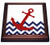 3dRose Red Nautical Boat Anchor on Chevron Pattern Trivet with Ceramic Tile  8 by 8  Brown