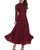 Roiii Womens Formal Floral Lace Chiffon Long Sleeve Evening Cocktail Party Maxi Dress -3X-Large  Wine Red-