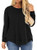 Womens Plus Size Tops Long Sleeve Casual Loose Crewneck Side Split Shirts Blouses Black 24W
