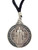 Silver Toned Saint Benedict Medal Pendant on Cord Chain  1 1-4 Inch