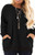 Womens Long Sleeve Round Neck Casual T Shirts Blouses Sweatshirts Tunic Tops with Pocket-Black XL-