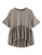 Romwe Womens Loose Ruffle Hem Short Sleeve High Low Peplum Blouse Top Khaki Medium