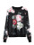 Romwe Womens Casual Floral Print Long Sleeve Pullover Tops Black XL