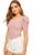 Romwe Womens Puff Short Sleeve Square Neck Rib Knit Blouse Tops Pink Small