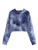 SweatyRocks Womens Tie Dye Long Sleeve Workout Crop Top Sweatshirt Hoodies Dark Blue L