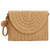 Straw Clutch Straw Handbag Clutch for Women Summer Beach Straw Woven Envelope Purse Wallet -Dark khaki-