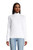 Lands End Women Long Sleeve Relaxed Cotton Mock White Petite Medium