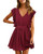 SOLERSUN Party Casual Dresses for Women  Womens Casual Summer Elegant V Neck Ruffle Sleevesless Stretchy Swing Cocktail Party Mini Dress Jujube red M