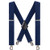 Suspenders for Men 2 inch Wide - Adjustable X Back Elastic Strap with 4 Solid Straight Clips  Blue