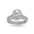 Sterling Silver Cubic Zirconia Oval-cut Halo Bridal Wedding Band Engagement Ring Set  Size 6